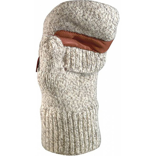 Fox River 4-Layer Ragg Wool Glomitt with Deer Leather Palm (Large, Brown Tweed)