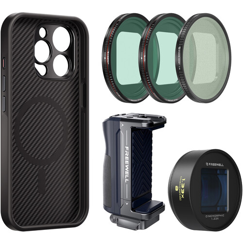 Freewell Pro Filmmaker Mega Kit for iPhone 15 Pro with 1.33x Anamorphic Lens (Blue)