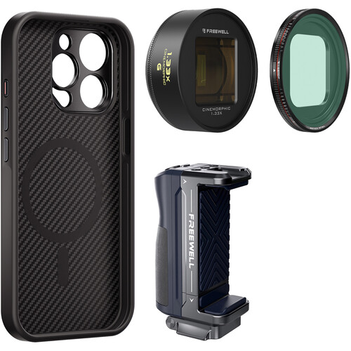 Freewell Pro Filmmaker Cine Pro Kit for iPhone 15 Pro with 1.33x Anamorphic Lens (Gold)