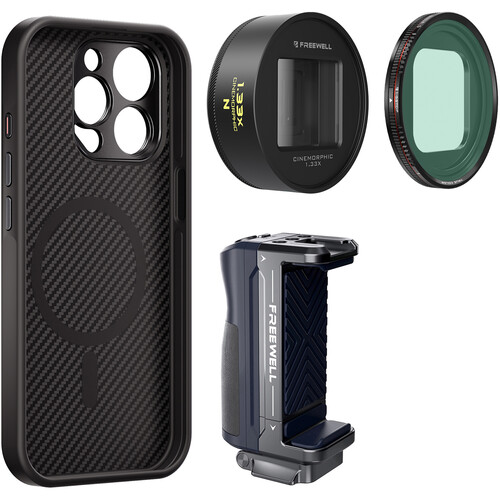 Freewell Pro Filmmaker Cine Pro Kit for iPhone 15 Pro with 1.33x Anamorphic Lens (Neutral)