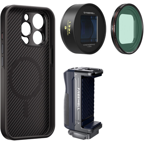 Freewell Pro Filmmaker Cine Pro Kit for iPhone 15 Pro Max with 1.33x Anamorphic Lens (Blue)