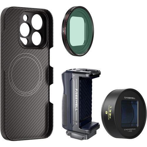 Freewell Pro Filmmaker Cine Pro Kit for iPhone 16 Pro with 1.33x Anamorphic Lens (Blue)