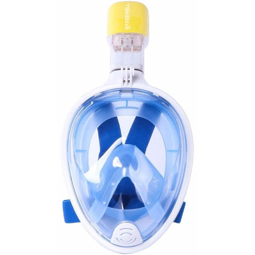 Freewell Full-Face Snorkeling Mask with Action Camera Mount (L/XL, Blue)