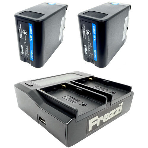 Frezzi FS-1 FBP-U80 Sony BP-U-Type 2-Battery Kit with Dual Charger (80Wh)
