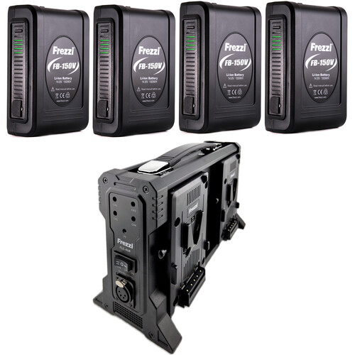 Frezzi 4 x FB-150V 150Wh Battery Kit with Quad Charger(V-Mount)