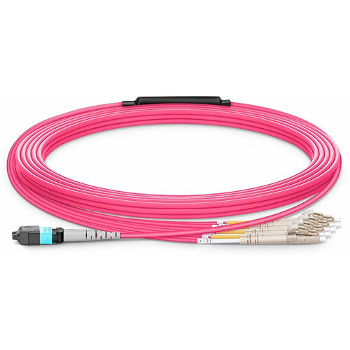 FS MTP-8 UPC Female to 4 x LC UPC Male Duplex Fiber Multimode Cable (33')