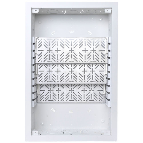 FSR Extra Large Open-Style Wall Box with 2 Equipment Shelves & Finished Trim Ring (4"-Deep)