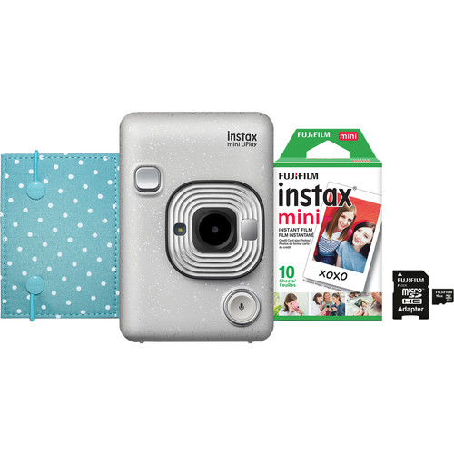 FUJIFILM INSTAX Mini LiPlay Hybrid Instant Camera Bundle (Stone White)