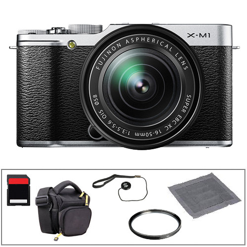 FUJIFILM X-M1 Mirrorless Digital Camera with 16-50mm Lens Basic Kit (Silver)