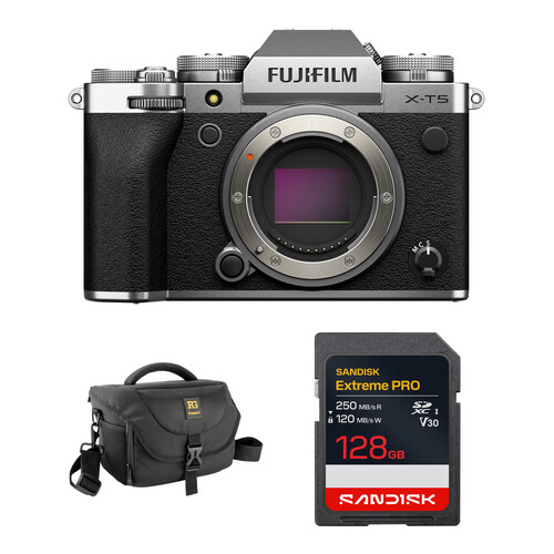 FUJIFILM X-T5 Mirrorless Camera with Basic Bundle (Silver)