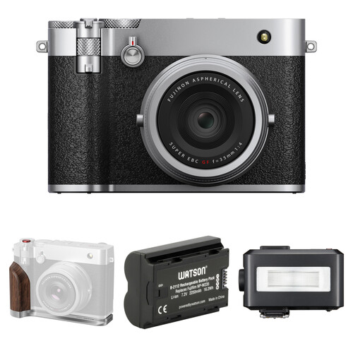 FUJIFILM GFX100RF Digital Camera with Mount Plate and Flash Kit (Silver)