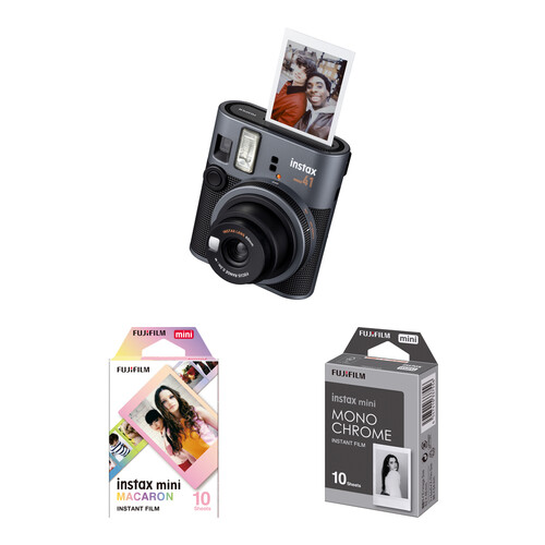 FUJIFILM instax mini 41 Instant Film Camera with Macaron and Monochrome Film (Black)