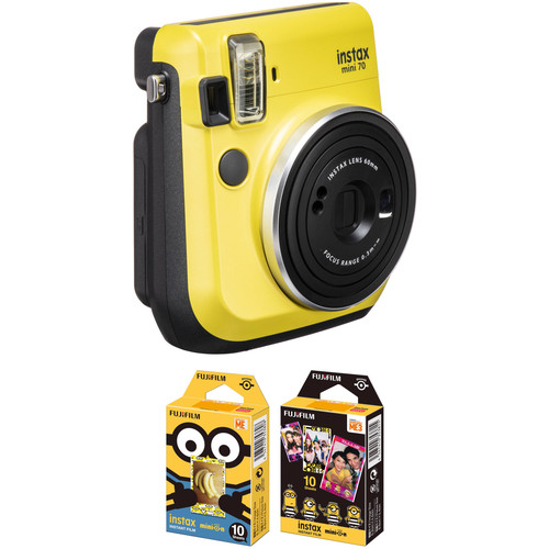 FUJIFILM INSTAX Mini 70 Instant Film Camera with Minions Instant Film Kit (Canary Yellow)