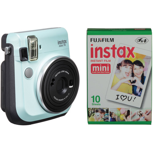 FUJIFILM INSTAX Mini 70 Instant Film Camera with Single Pack of Film Kit (Icy Mint)