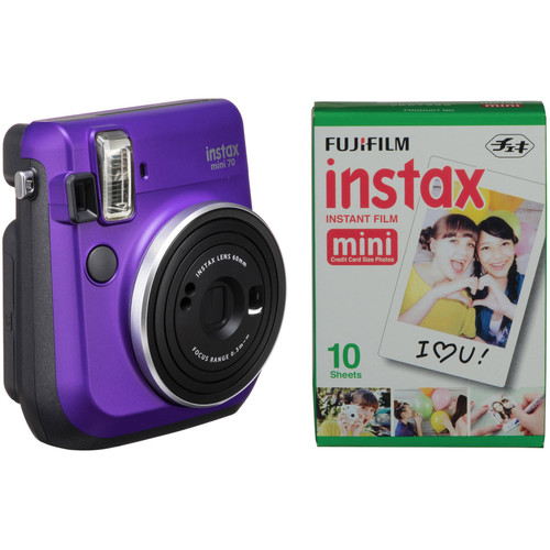 FUJIFILM INSTAX Mini 70 Instant Film Camera with Single Pack of Film Kit (Neon Violet)