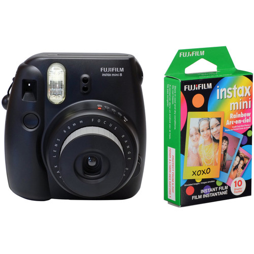 FUJIFILM instax mini 8 Instant Film Camera & Rainbow Instant Film Kit (Black)