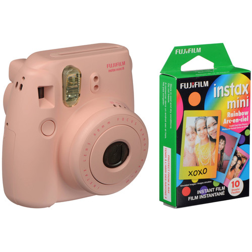 FUJIFILM instax mini 8 Instant Film Camera & Rainbow Instant Film Kit (Pink)
