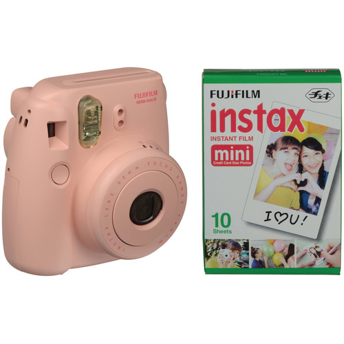 FUJIFILM instax mini 8 Instant Film Camera with Single Pack of Film Kit (Pink)