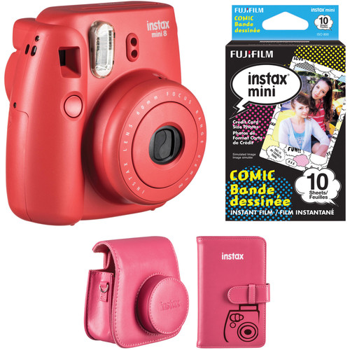 FUJIFILM INSTAX Mini 8 Instant Camera Accessories Kit (Raspberry)