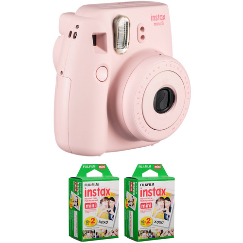 FUJIFILM instax mini 8 Instant Film Camera with Two Twin Packs of Instant Color Film (Pink)
