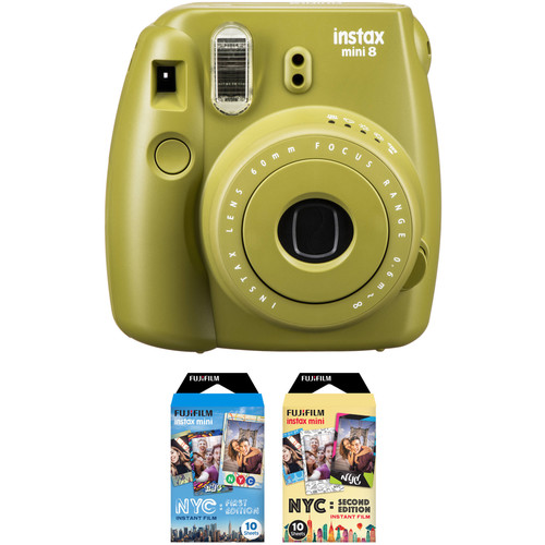 FUJIFILM INSTAX Mini 8 Instant Film Camera with NYC Edition Film Kit (Avocado)