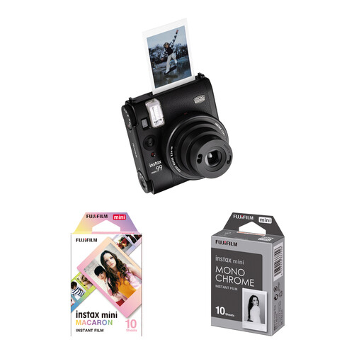 FUJIFILM instax mini 99 Instant Film Camera with Macaron and Monochrome Film Kit (Black)