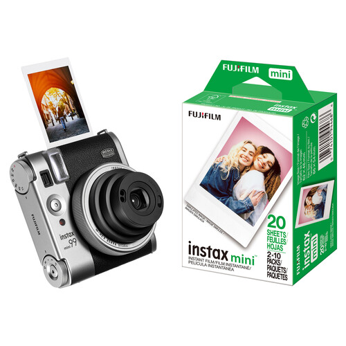 FUJIFILM instax mini 99 Instant Film Camera with Film Kit (Silver, 20 Exposures)