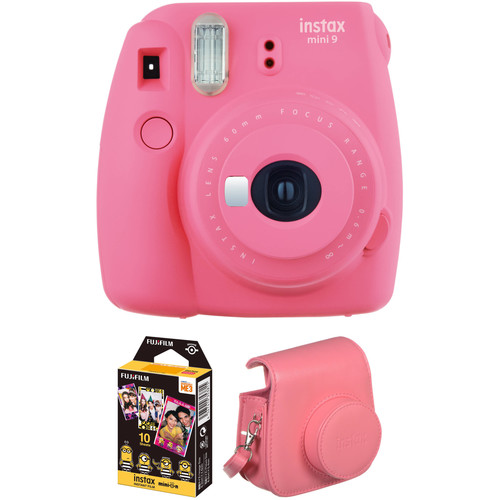 FUJIFILM INSTAX Mini 9 Instant Film Camera with Instant Film and Case Kit (Flamingo Pink)