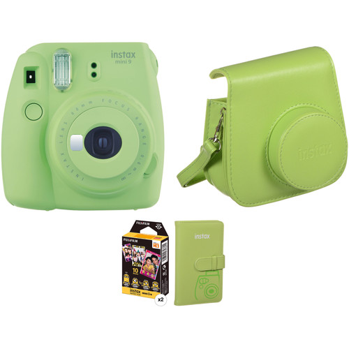 FUJIFILM INSTAX Mini 9 Instant Film Camera with Film and Accessories Kit (Lime Green)
