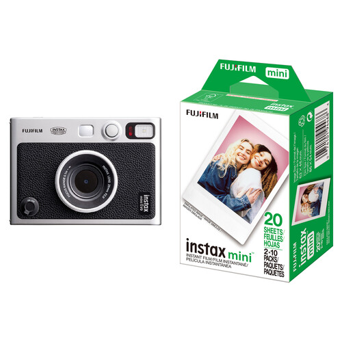 FUJIFILM instax mini EVO Hybrid Instant Camera with Film Kit (Black, 20 Exposures)