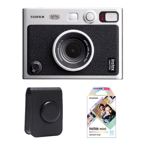 FUJIFILM instax mini EVO Hybrid Instant Camera with Film & Case Kit (Black, 10 Exposures)