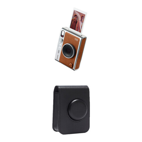 FUJIFILM instax mini EVO Hybrid Instant Camera with Case Kit (Brown)