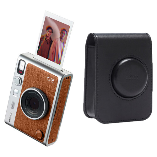 FUJIFILM instax mini EVO Hybrid Instant Camera with Case Kit (Brown)