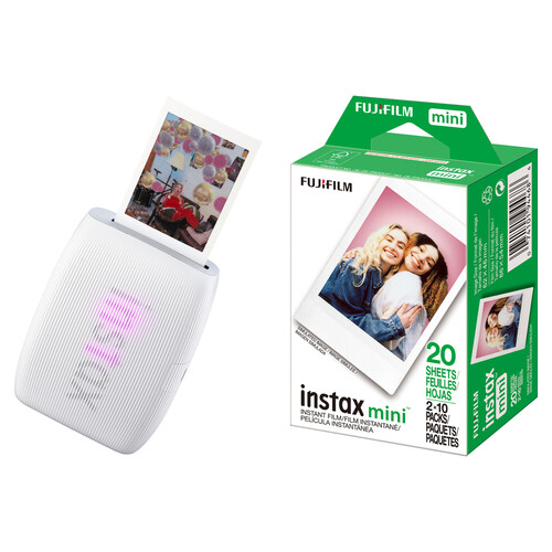 FUJIFILM instax mini Link 3 Smartphone Printer and Film Kit (Clay White)
