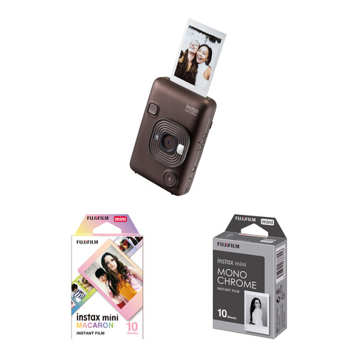 FUJIFILM instax mini LiPlay Hybrid Instant Camera with Film Kit (Deep Bronze)