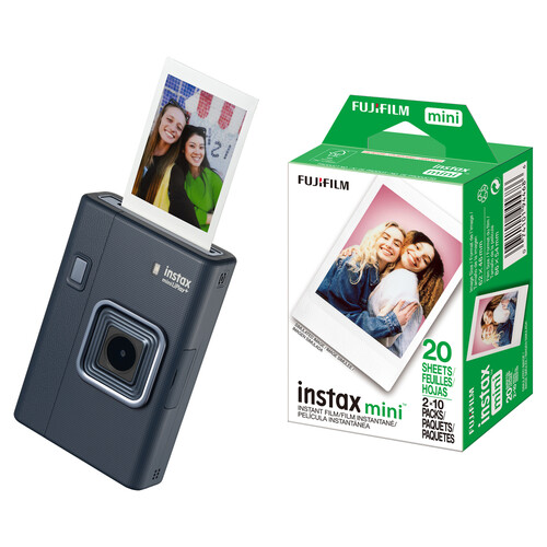 FUJIFILM instax mini LiPlay+ Hybrid Instant Camera with Film Kit (Midnight Blue, 20 Exposures)