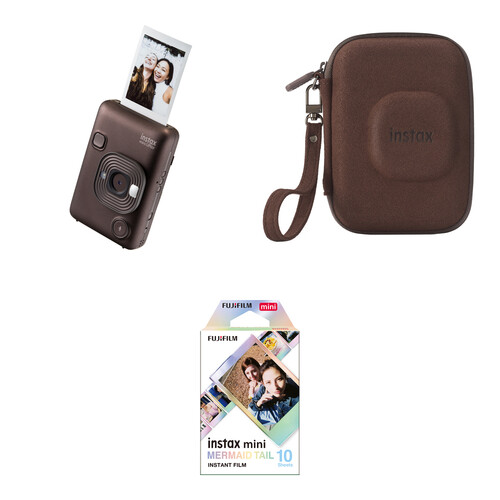 FUJIFILM instax mini LiPlay Hybrid Instant Camera with Complete Starter Bundle (Deep Bronze, 10 Exposures)