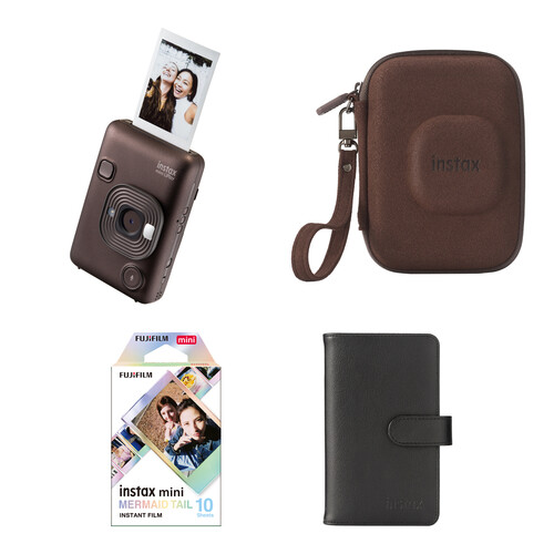 FUJIFILM instax mini LiPlay Hybrid Instant Camera with Complete Starter Bundle (Deep Bronze, 10 Exposures)