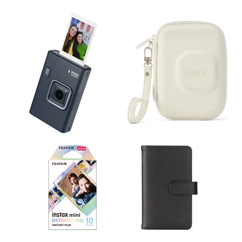 FUJIFILM instax mini LiPlay+ Hybrid Instant Camera with Accessories Kit (Midnight Blue, 10 Exposures)