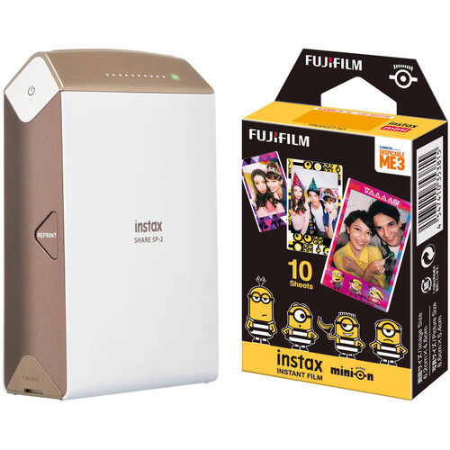 FUJIFILM INSTAX SHARE Smartphone Printer SP-2 with Airmail Film Kit (Gold)