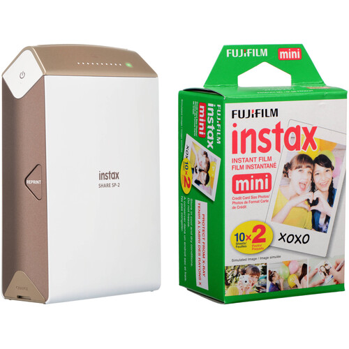 FUJIFILM INSTAX SHARE Smartphone Printer SP-2 with Instant Film Kit (Gold)