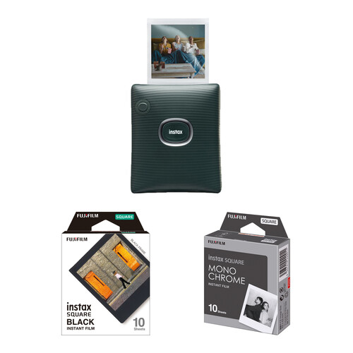 FUJIFILM instax SQUARE Link Smartphone Printer with Film Kit (Midnight Green)