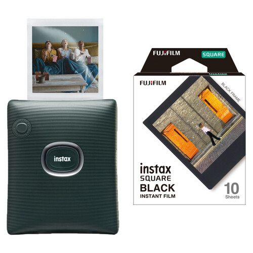 FUJIFILM instax SQUARE Link Smartphone Printer with Film Kit (Midnight Green)