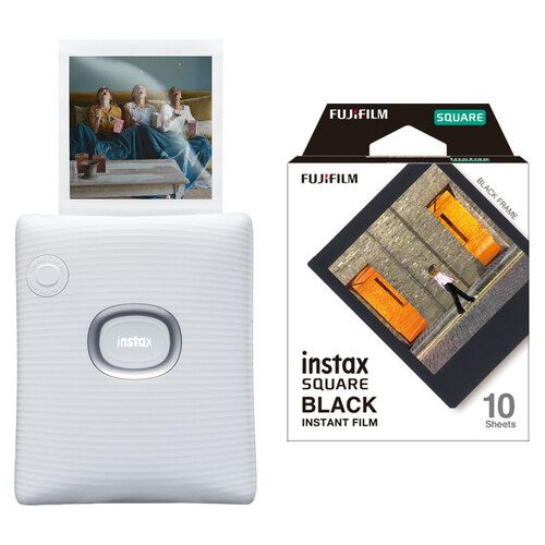 FUJIFILM instax SQUARE Link Smartphone Printer with Film Kit (Ash White)