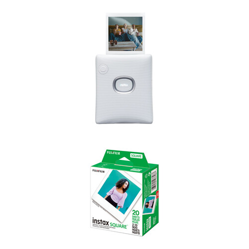 FUJIFILM instax SQUARE Link Smartphone Printer with Film Kit (Ash White)
