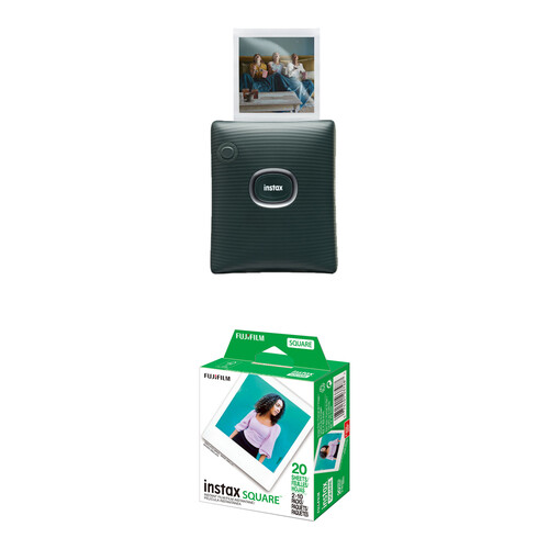 FUJIFILM instax SQUARE Link Smartphone Printer with Film Kit (Midnight Green)