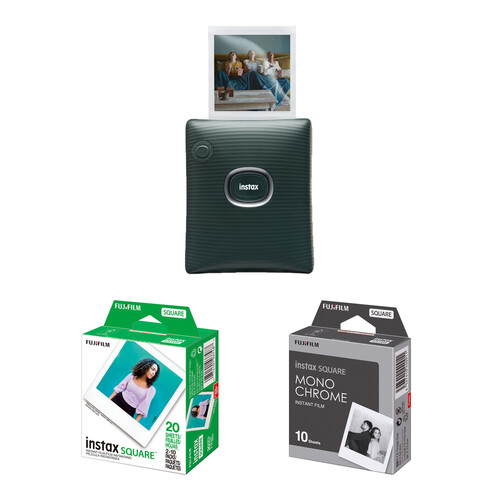 FUJIFILM instax SQUARE Link Smartphone Printer with Film Kit (Midnight Green)
