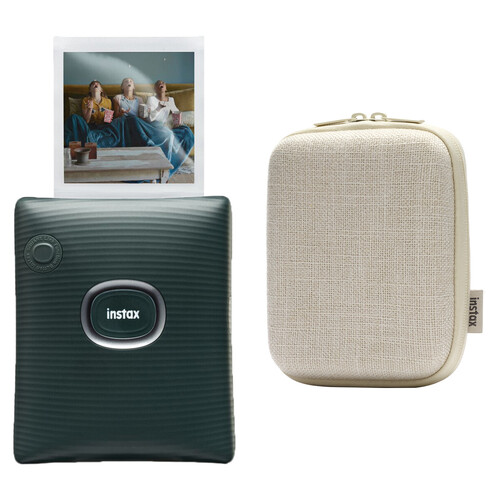 FUJIFILM instax SQUARE Link Smartphone Printer with Case Kit (Midnight Green)