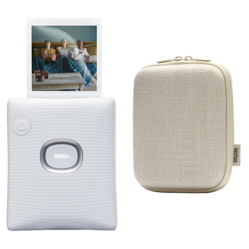 FUJIFILM instax SQUARE Link Smartphone Printer with Case Kit (Ash White)