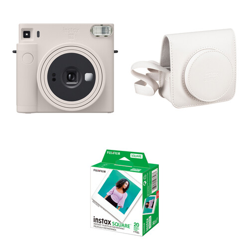 FUJIFILM INSTAX SQUARE SQ1 Instant Film Camera with Case and Film Kit (Chalk White)